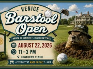 Ilustrasi venice barstool open untuk artikel Venice Barstool Open Kembali: Putt-Putt dan Pub Crawl di Downtown